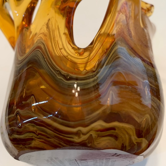 Handmade Small Glass Sculptured Bowl by White Crystal and Marked Made in Italy - Picture 11 of 15